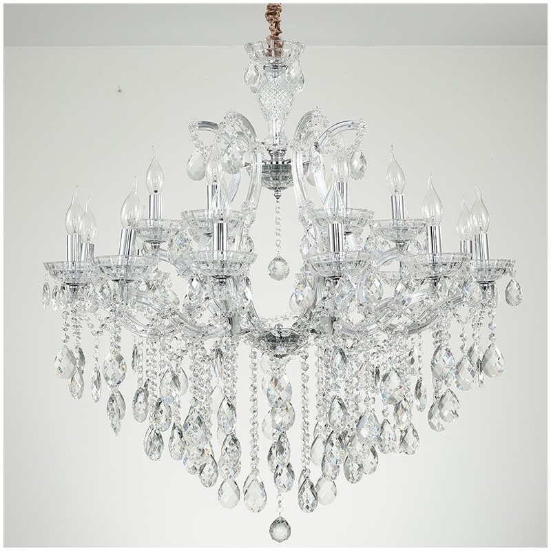 18 (12+6) Light Clear Crystal Candle Chandelier