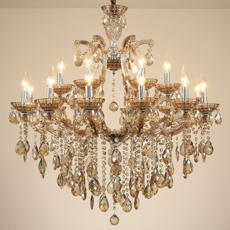 18 (12+6) Light Cognac Crystal Candle Chandelier 18 (12+6) Light Cognac Crystal Candle Chandelier