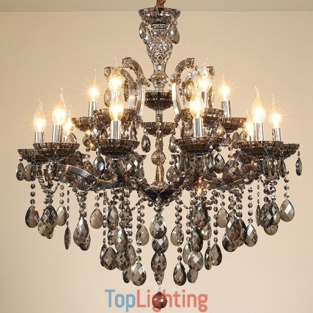 18 (12+6) Light Grey Crystal Candle Chandelier 18 (12+6) Light Grey Crystal Candle Chandelier