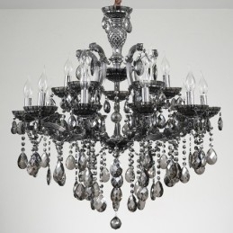 18 (12+6) Light Grey Crystal Candle Chandelier