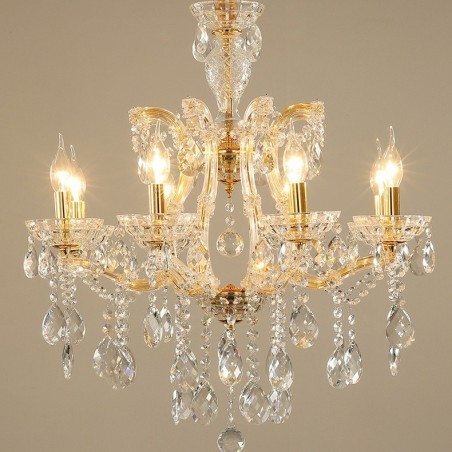 8 Light Gold Crystal Candle Chandelier