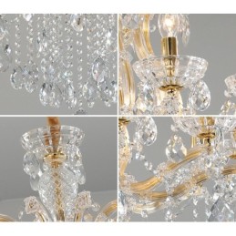8 Light Gold Crystal Candle Chandelier