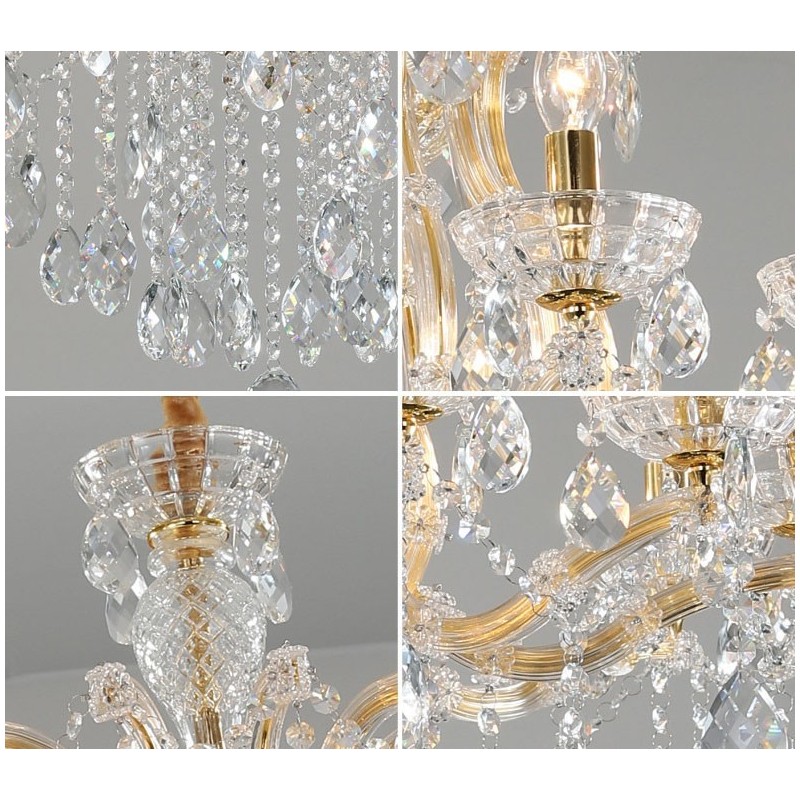 8 Light Gold Crystal Candle Chandelier