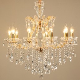 10 Light Gold Crystal Candle Chandelier