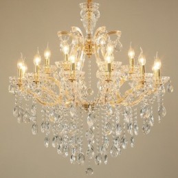 18 (12+6) Light Gold Crystal Candle Chandelier
