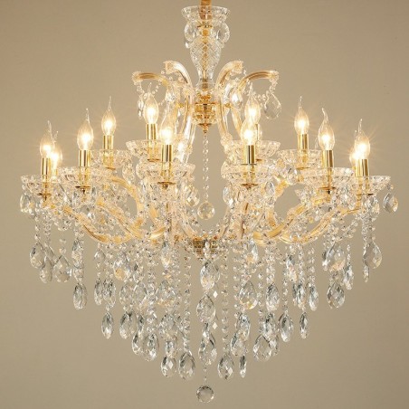 18 (12+6) Light Gold Crystal Candle Chandelier 18 (12+6) Light Gold Crystal Candle Chandelier