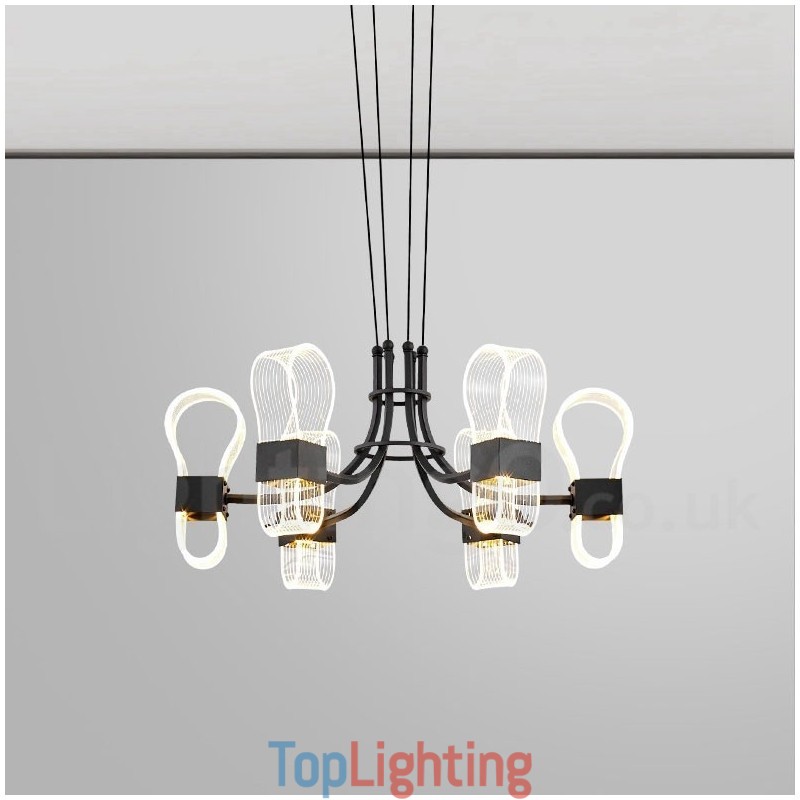 6 Light Nordic Post Modern Design Chandelier with Acrylic Shades