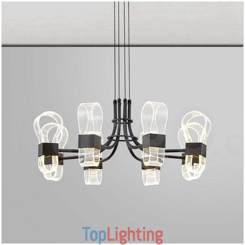 8 Light Nordic Post Modern 2021 Design Chandelier with Acrylic Shades
