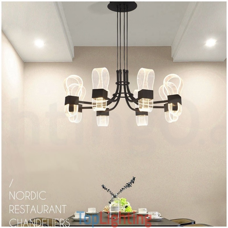 8 Light Nordic Post Modern 2021 Design Chandelier with Acrylic Shades