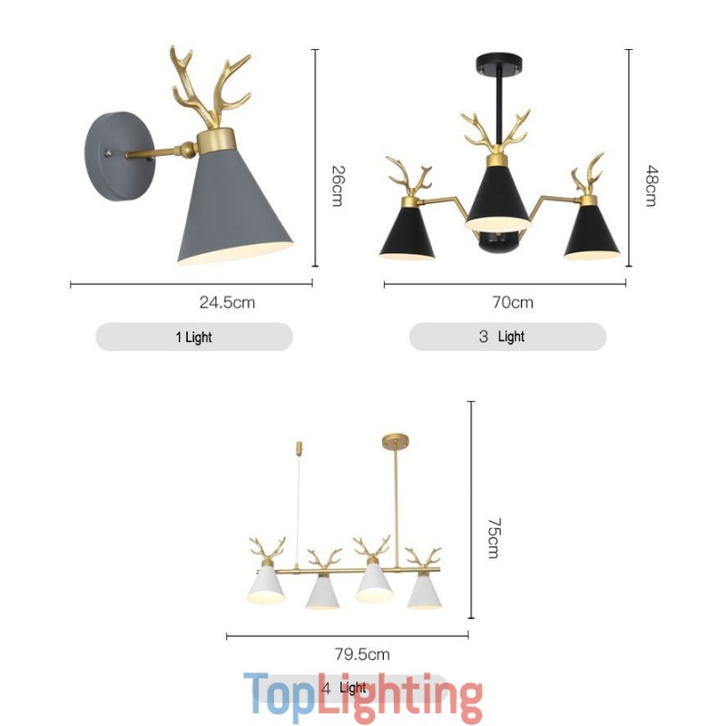 3 Light Nordic Macaron Modern Antlers Chandelier