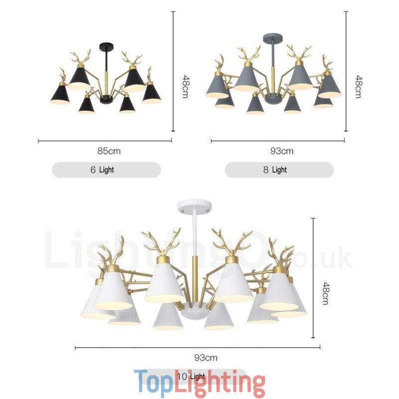 3 Light Nordic Macaron Modern Antlers Chandelier