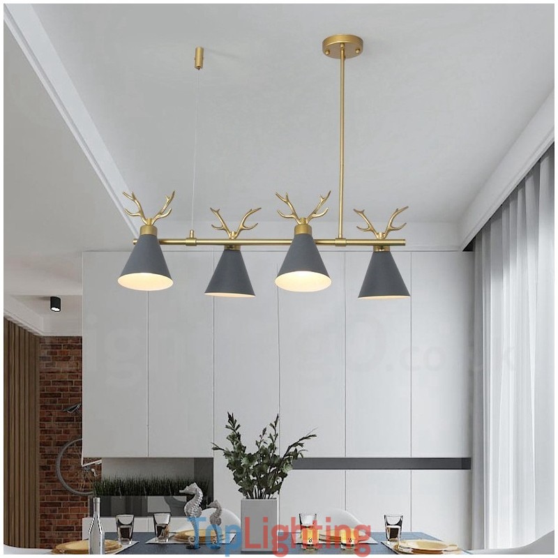 4 Light Nordic Macaron Modern Antlers Chandelier