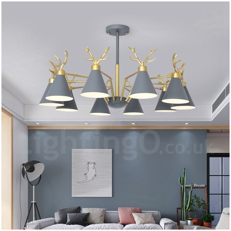 10 Light Nordic Macaron Modern Antlers Chandelier