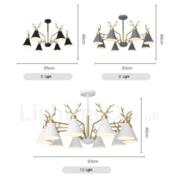 10 Light Nordic Macaron Modern Antlers Chandelier