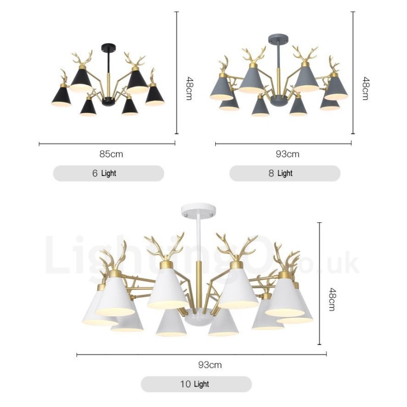 10 Light Nordic Macaron Modern Antlers Chandelier