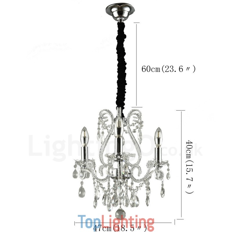 3 Light Gold Silver American Style Crystal Pendant Chandelier Light Store