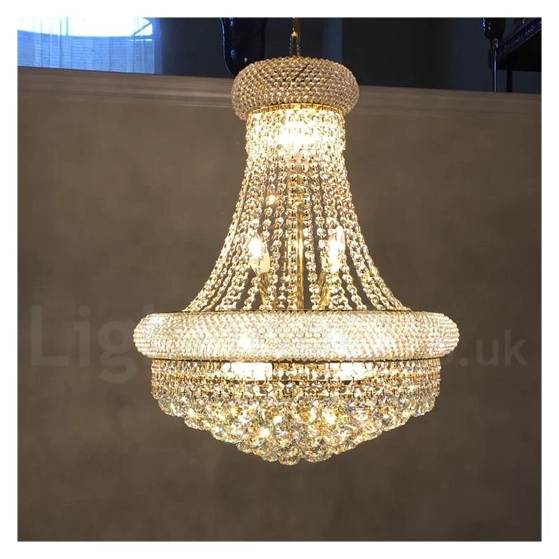 2 Tiers Round Traditional Classic K9 Crystal Metal Chandelier for