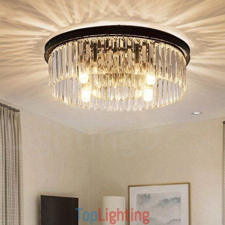 Postmodern Luxury Round K9 Crystal Flush Mount Ceiling Light Exhibition Hall Postmodern Luxury Round K9 Crystal Flush Mount Ceiling Light Exhibition Hall