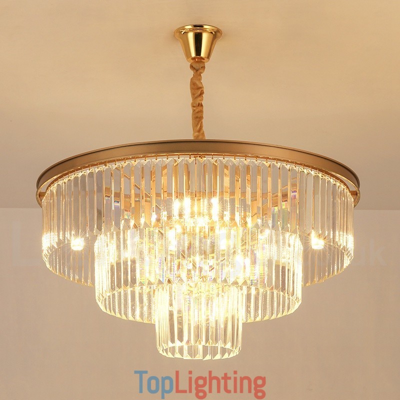 Postmodern Luxury Round K9 Crystal Pendant Chandelier Lights Exhibition Hall