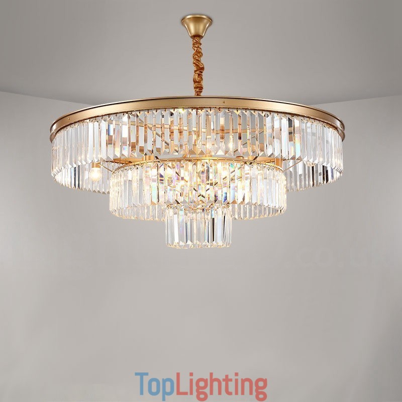 Postmodern Luxury Round K9 Crystal Pendant Chandelier Lights Exhibition Hall