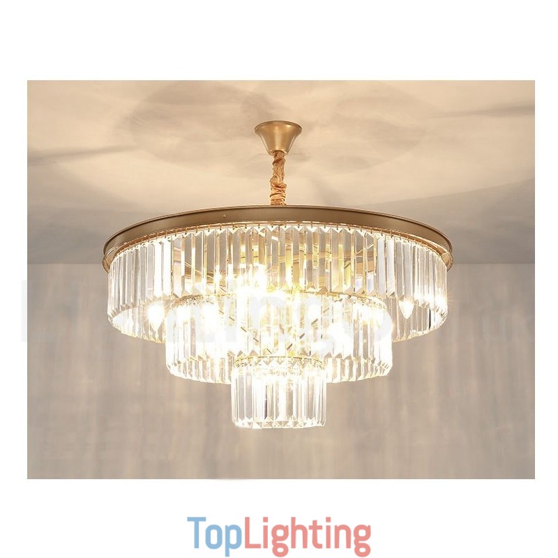 Postmodern Luxury Round K9 Crystal Pendant Chandelier Lights Exhibition Hall