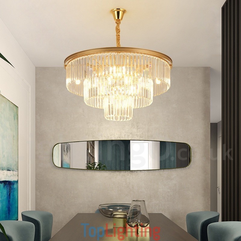 Postmodern Luxury Round K9 Crystal Pendant Chandelier Lights Exhibition Hall