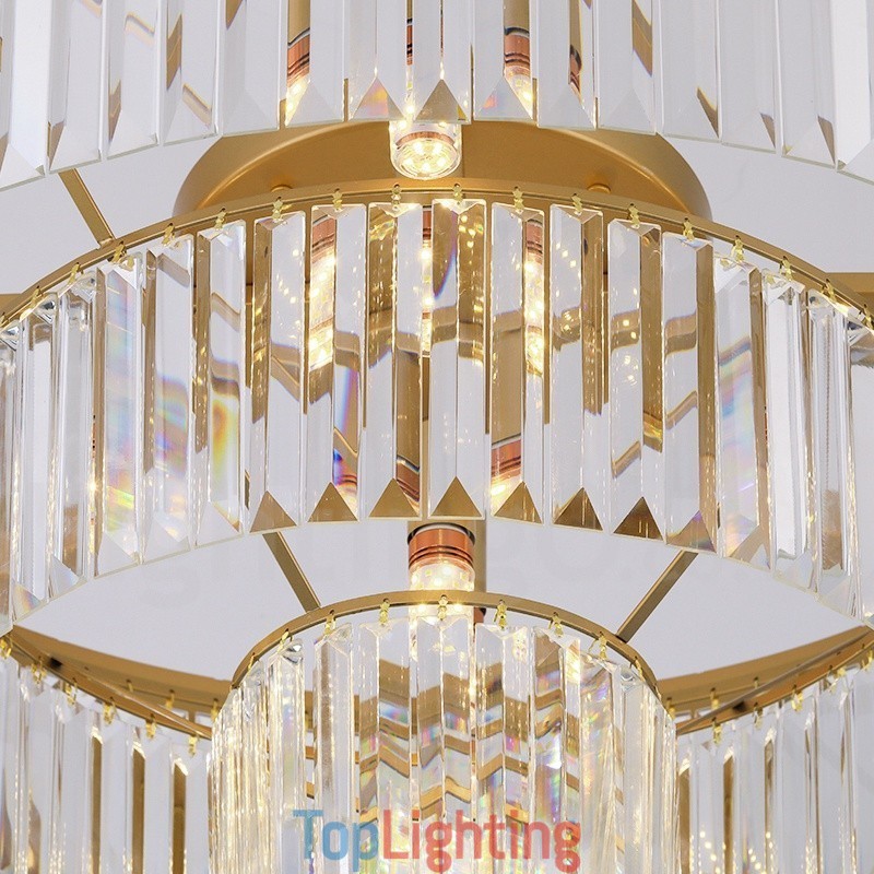Postmodern Luxury Round K9 Crystal Flush Mount Ceiling Light Exhibition Hall