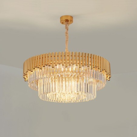 Postmodern Gold Luxury Round K9 Crystal Pendant Chandelier Lights Exhibition Hall Postmodern Gold Luxury Round K9 Crystal Pendant Chandelier Lights Exhibition Hall
