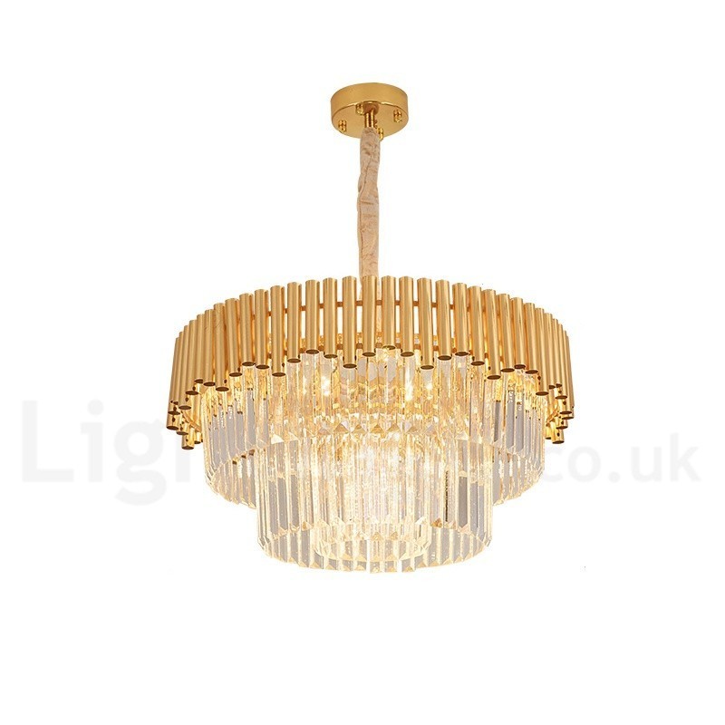 Postmodern Gold Luxury Round K9 Crystal Pendant Chandelier Lights Exhibition Hall