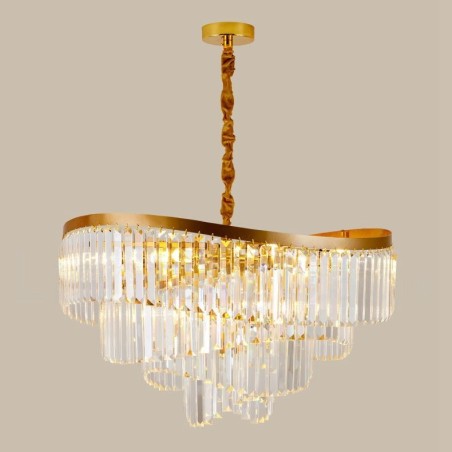 Gold Postmodern Luxury Round K9 Crystal Pendant Chandelier Exhibition Hall Gold Postmodern Luxury Round K9 Crystal Pendant Chandelier Exhibition Hall
