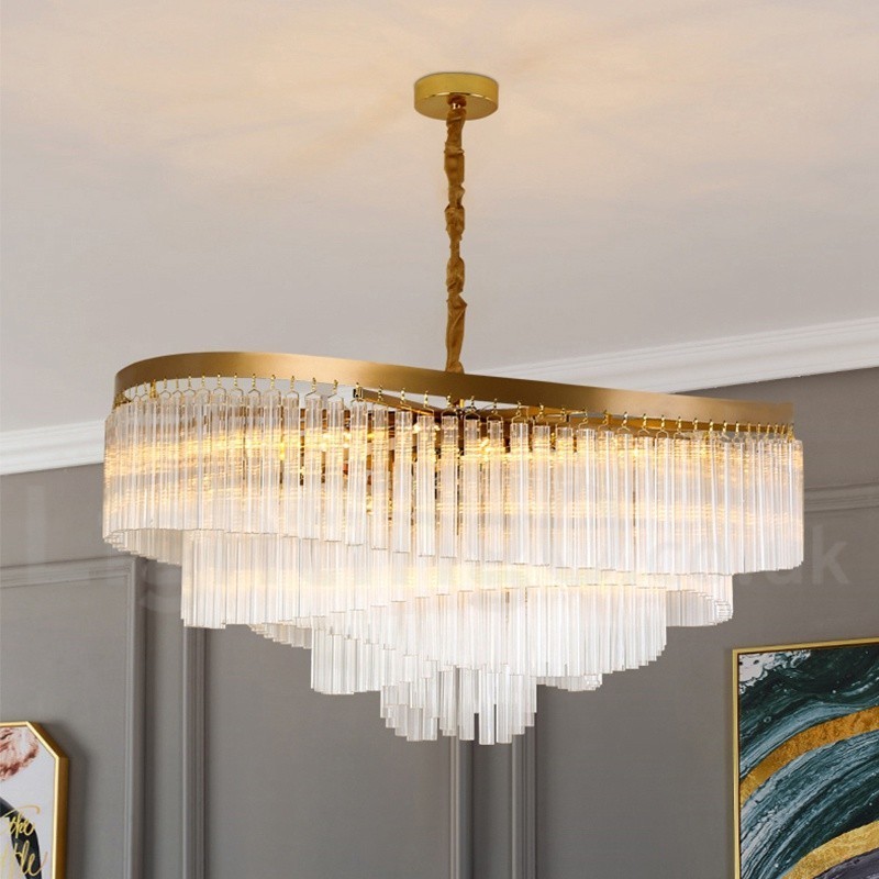 Gold Postmodern Luxury Round K9 Crystal Pendant Chandelier Exhibition Hall