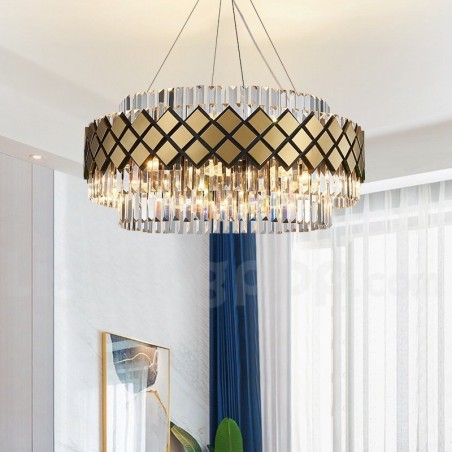 Luxury Modern Gold Plus Black Round K9 Crystal Pendant Chandelier Exhibition Hall Luxury Modern Gold Plus Black Round K9 Crystal Pendant Chandelier Exhibition Hall