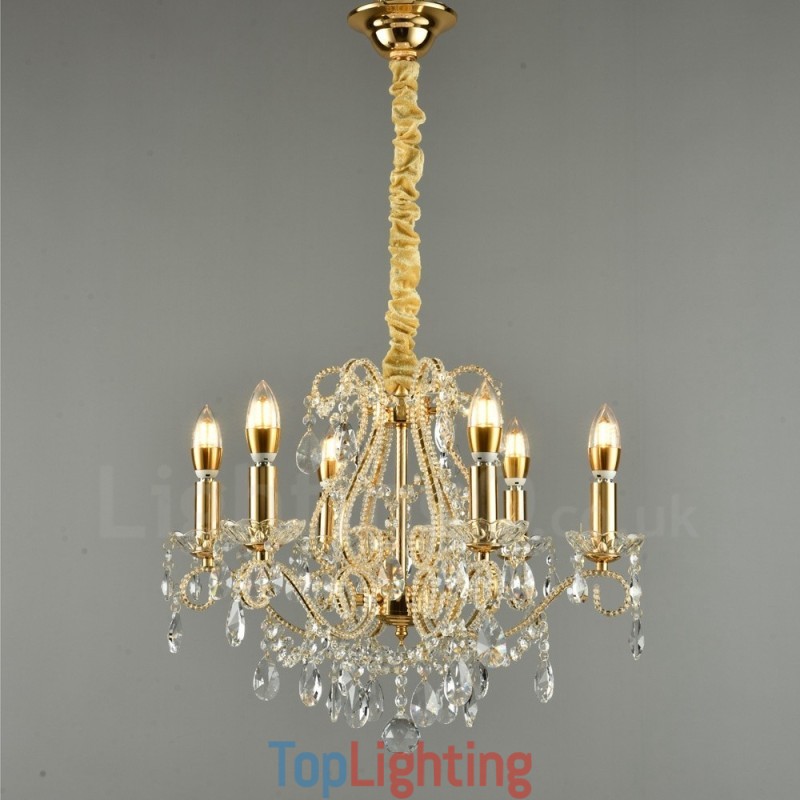 6 Light Gold Silver American Style Crystal Pendant Chandelier Light Store
