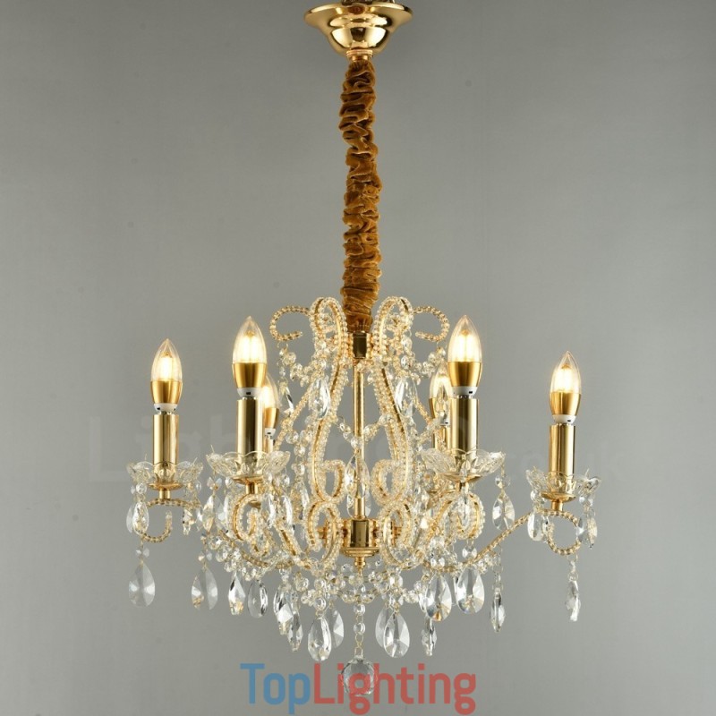 6 Light Gold Silver American Style Crystal Pendant Chandelier Light Store