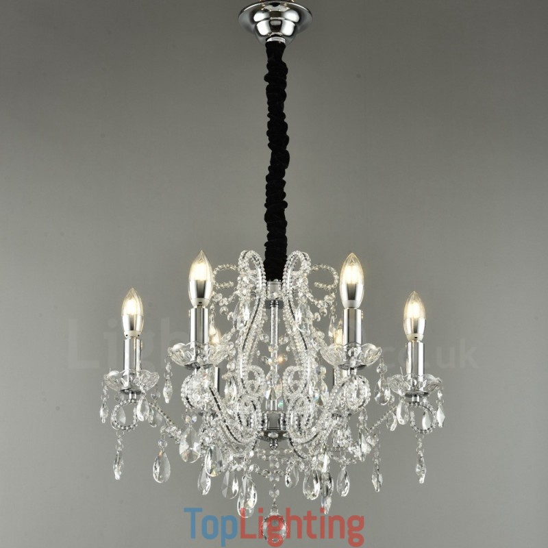 6 Light Gold Silver American Style Crystal Pendant Chandelier Light Store