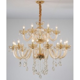 18 (12+6) Light Champagne Colour Elegant Crystal Candle Chandelier