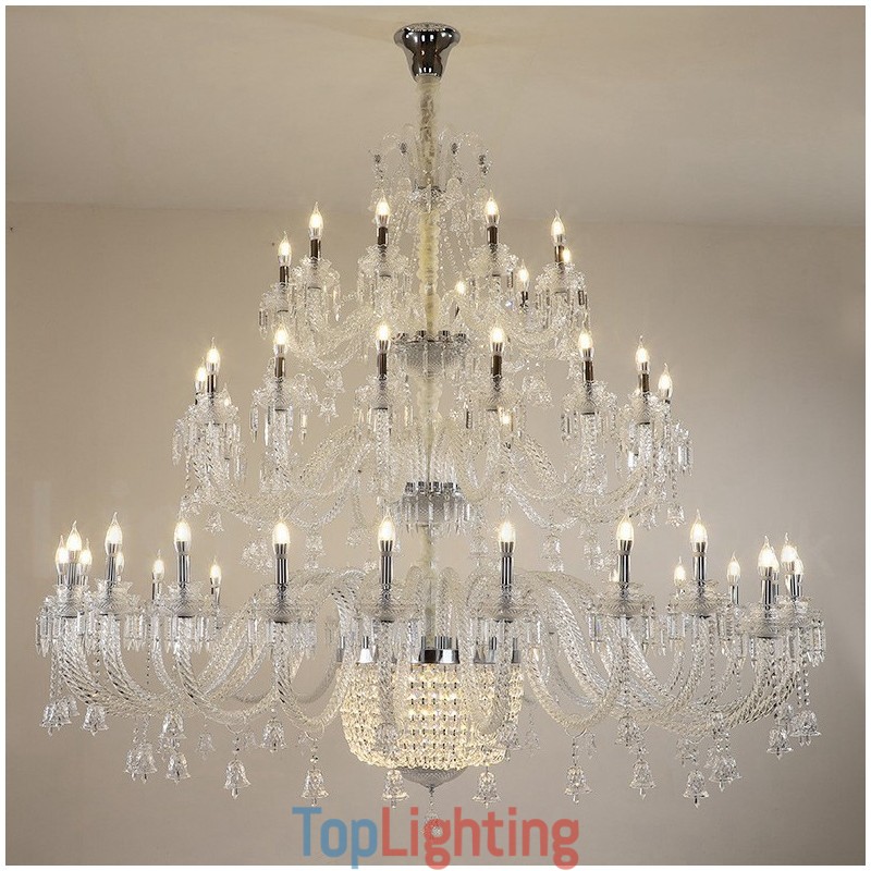 50 Light Clear Elegant Luxurious Crystal Candle Chandelier Exhibition Hal