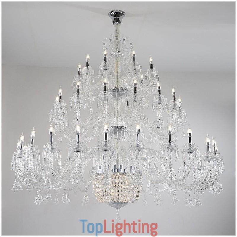 50 Light Clear Elegant Luxurious Crystal Candle Chandelier Exhibition Hal