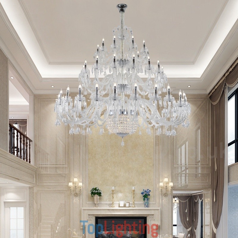 50 Light Clear Elegant Luxurious Crystal Candle Chandelier Exhibition Hal