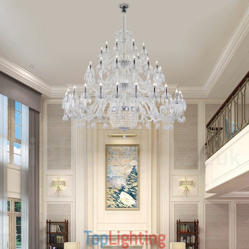 50 Light Clear Elegant Luxurious Crystal Candle Chandelier Exhibition Hal