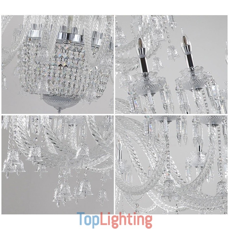 50 Light Clear Elegant Luxurious Crystal Candle Chandelier Exhibition Hal