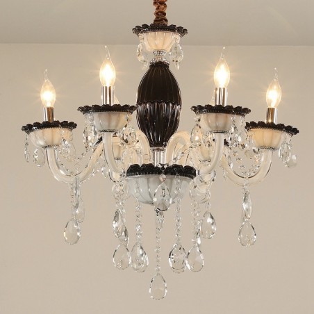 6 Light Black Candle Chandelier with Crystal 6 Light Black Candle Chandelier with Crystal