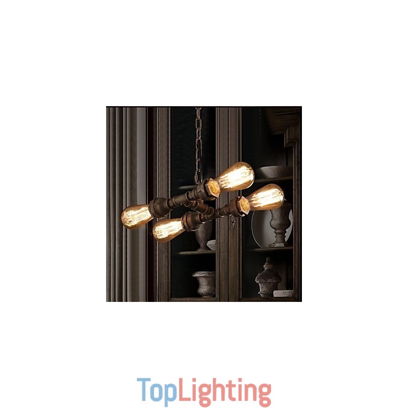4 Light American Industrial Water Pipe Retro style Wind