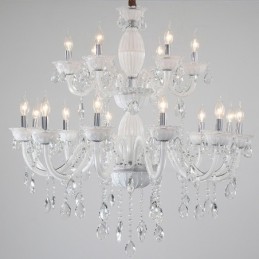 18 (12+6) Light White Elegant Candle Chandelier with Crystal