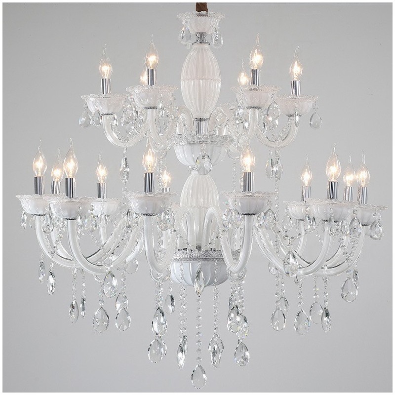 18 (12+6) Light White Elegant Candle Chandelier with Crystal