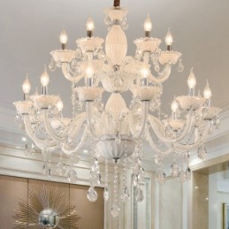 18 (12+6) Light White Elegant Candle Chandelier with Crystal
