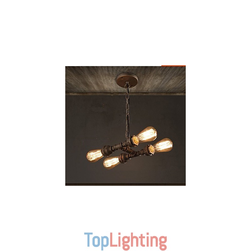 4 Light American Industrial Water Pipe Retro style Wind
