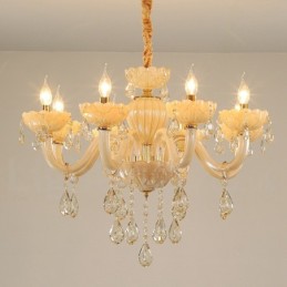8 Light Luxurious Champagne Crystal Candle Chandelier