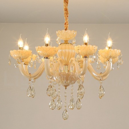 8 Light Luxurious Champagne Crystal Candle Chandelier 8 Light Luxurious Champagne Crystal Candle Chandelier