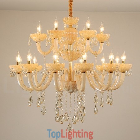 18 (12+6) Light Luxurious Champagne Crystal Candle Chandelier 18 (12+6) Light Luxurious Champagne Crystal Candle Chandelier